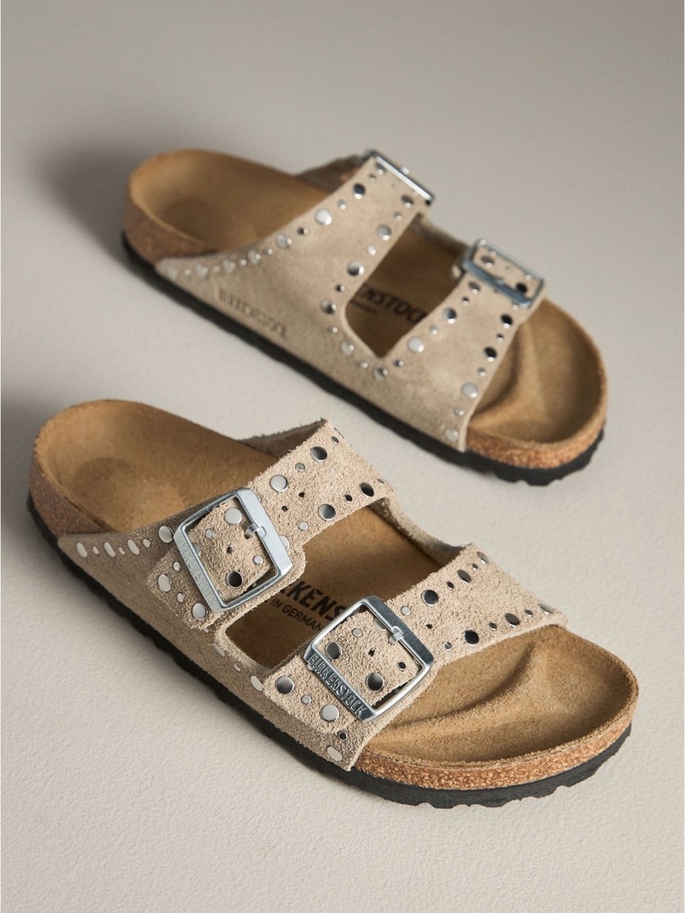 Birkenstock Arizona Rivers Suede Sandals in Taupe (37)